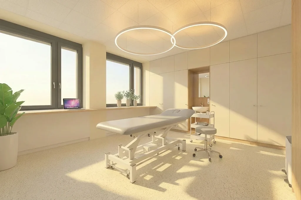 Rendering des Physiotherapieraumes im HNO Zentrum 19.